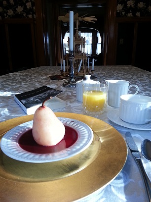 Poached pear at Columbus Carriage House